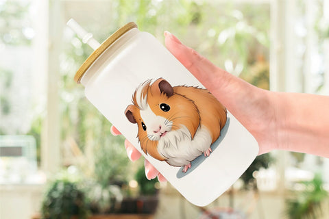 Glass Can Wrap Сute Guinea Pig Sublimation artnoy 