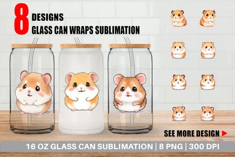 Glass Can Wrap Сute Hamster Sublimation artnoy 