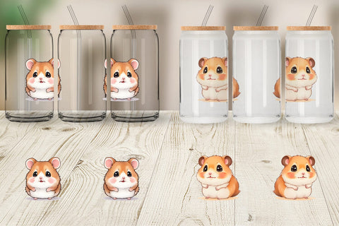 Glass Can Wrap Сute Hamster Sublimation artnoy 