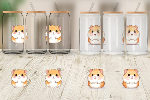 Glass Can Wrap Сute Hamster Sublimation artnoy 