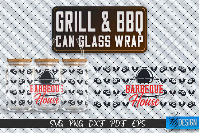 Glass Can Wrap SVG | Grill & BBQ Wrap SVG | Glass Can Wrap SVG | Grill Glass Can | Father’s Day Wrap Template | 16 oz glass can wrap | Beer Can Glass Wrap SVG Fly Design 