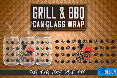 Glass Can Wrap SVG | Grill & BBQ Wrap SVG | Glass Can Wrap SVG | Grill Glass Can | Father’s Day Wrap Template | 16 oz glass can wrap | Beer Can Glass Wrap SVG Fly Design 