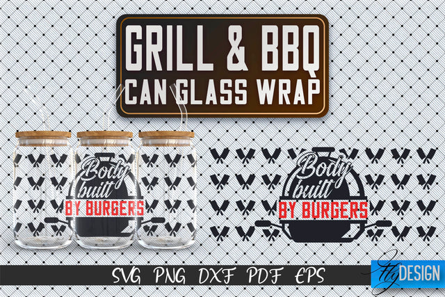 Glass Can Wrap SVG | Grill & BBQ Wrap SVG | Glass Can Wrap SVG | Grill Glass Can | Father’s Day Wrap Template | 16 oz glass can wrap | Beer Can Glass Wrap SVG Fly Design 