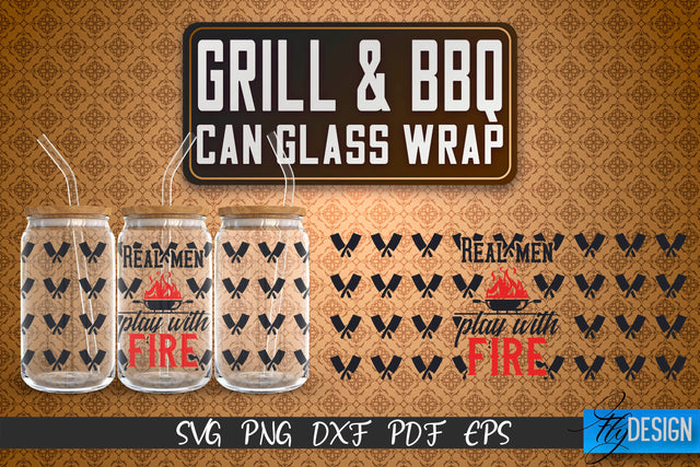 Glass Can Wrap SVG | Grill & BBQ Wrap SVG | Glass Can Wrap SVG | Grill Glass Can | Father’s Day Wrap Template | 16 oz glass can wrap | Beer Can Glass Wrap SVG Fly Design 