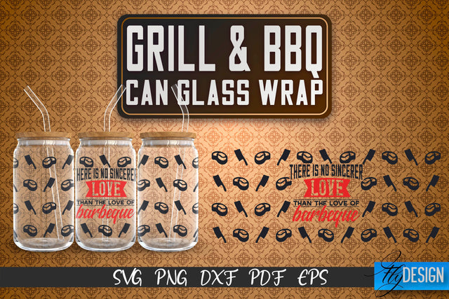 Glass Can Wrap SVG | Grill & BBQ Wrap SVG | Glass Can Wrap SVG | Grill Glass Can | Father’s Day Wrap Template | 16 oz glass can wrap | Beer Can Glass Wrap SVG Fly Design 