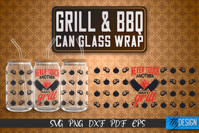 Glass Can Wrap SVG | Grill & BBQ Wrap SVG | Glass Can Wrap SVG | Grill Glass Can | Father’s Day Wrap Template | 16 oz glass can wrap | Beer Can Glass Wrap SVG Fly Design 