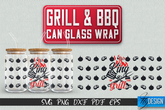 Glass Can Wrap SVG | Grill & BBQ Wrap SVG | Glass Can Wrap SVG | Grill Glass Can | Father’s Day Wrap Template | 16 oz glass can wrap | Beer Can Glass Wrap SVG Fly Design 