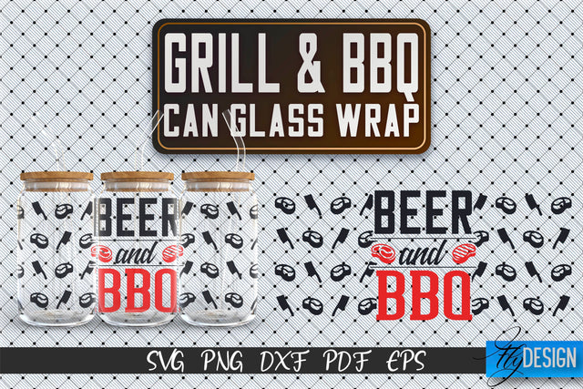 Glass Can Wrap SVG | Grill & BBQ Wrap SVG | Glass Can Wrap SVG | Grill Glass Can | Father’s Day Wrap Template | 16 oz glass can wrap | Beer Can Glass Wrap SVG Fly Design 