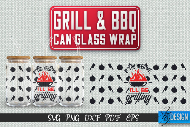 Glass Can Wrap SVG | Grill & BBQ Wrap SVG | Glass Can Wrap SVG | Grill Glass Can | Father’s Day Wrap Template | 16 oz glass can wrap | Beer Can Glass Wrap SVG Fly Design 