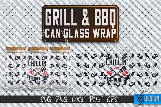 Glass Can Wrap SVG | Grill & BBQ Wrap SVG | Glass Can Wrap SVG | Grill Glass Can | Father’s Day Wrap Template | 16 oz glass can wrap | Beer Can Glass Wrap SVG Fly Design 