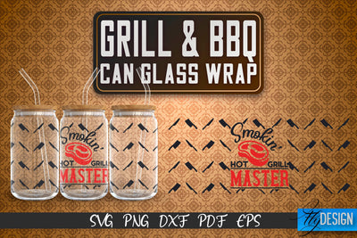 Glass Can Wrap SVG | Grill & BBQ Wrap SVG | Glass Can Wrap SVG | Grill Glass Can | Father’s Day Wrap Template | 16 oz glass can wrap | Beer Can Glass Wrap SVG Fly Design 