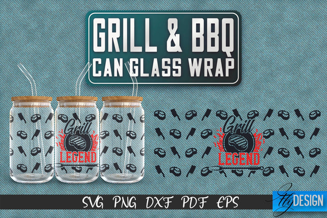 Glass Can Wrap SVG | Grill & BBQ Wrap SVG | Glass Can Wrap SVG | Grill Glass Can | Father’s Day Wrap Template | 16 oz glass can wrap | Beer Can Glass Wrap SVG Fly Design 