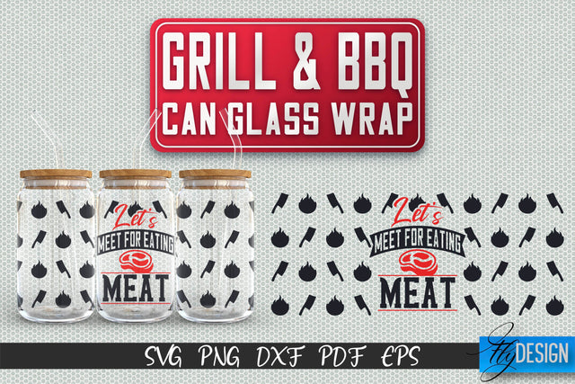 Glass Can Wrap SVG | Grill & BBQ Wrap SVG | Glass Can Wrap SVG | Grill Glass Can | Father’s Day Wrap Template | 16 oz glass can wrap | Beer Can Glass Wrap SVG Fly Design 