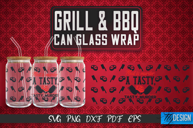 Glass Can Wrap SVG | Grill & BBQ Wrap SVG | Glass Can Wrap SVG | Grill Glass Can | Father’s Day Wrap Template | 16 oz glass can wrap | Beer Can Glass Wrap SVG Fly Design 