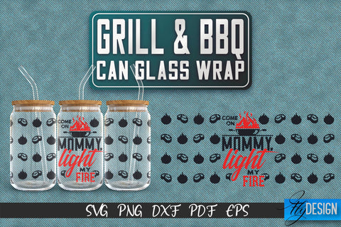 Glass Can Wrap SVG | Grill & BBQ Wrap SVG | Glass Can Wrap SVG | Grill Glass Can | Father’s Day Wrap Template | 16 oz glass can wrap | Beer Can Glass Wrap v.2 SVG Fly Design 