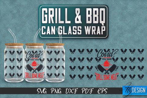 Glass Can Wrap SVG | Grill & BBQ Wrap SVG | Glass Can Wrap SVG | Grill Glass Can | Father’s Day Wrap Template | 16 oz glass can wrap | Beer Can Glass Wrap v.2 SVG Fly Design 