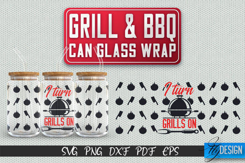 Glass Can Wrap SVG | Grill & BBQ Wrap SVG | Glass Can Wrap SVG | Grill Glass Can | Father’s Day Wrap Template | 16 oz glass can wrap | Beer Can Glass Wrap v.3 SVG Fly Design 