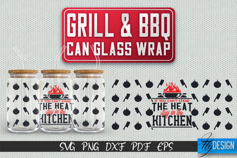 Glass Can Wrap SVG | Grill & BBQ Wrap SVG | Glass Can Wrap SVG | Grill Glass Can | Father’s Day Wrap Template | 16 oz glass can wrap | Beer Can Glass Wrap v.3 SVG Fly Design 