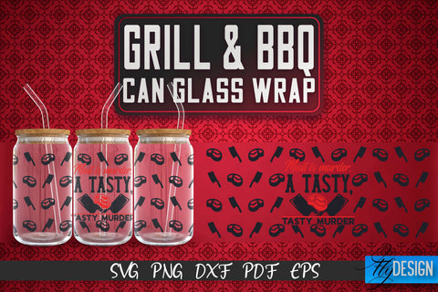Glass Can Wrap SVG | Grill & BBQ Wrap SVG | Glass Can Wrap SVG | Grill Glass Can | Father’s Day Wrap Template | 16 oz glass can wrap | Beer Can Glass Wrap v.4 SVG Fly Design 