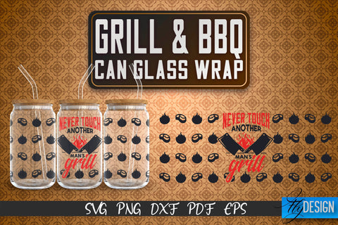 Glass Can Wrap SVG | Grill & BBQ Wrap SVG | Glass Can Wrap SVG | Grill Glass Can | Father’s Day Wrap Template | 16 oz glass can wrap | Beer Can Glass Wrap v.5 SVG Fly Design 