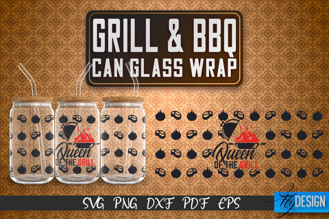 Glass Can Wrap SVG | Grill & BBQ Wrap SVG | Glass Can Wrap SVG | Grill Glass Can | Father’s Day Wrap Template | 16 oz glass can wrap | Beer Can Glass Wrap v.5 SVG Fly Design 