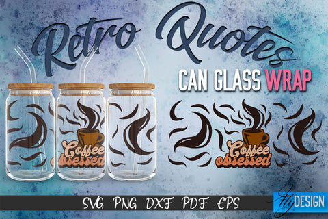 Glass Can Wrap SVG | Retro Wrap SVG | Glass Can Bundle SVG Fly Design 