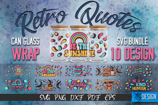 Glass Can Wrap SVG | Retro Wrap SVG | Glass Can Bundle SVG Fly Design 