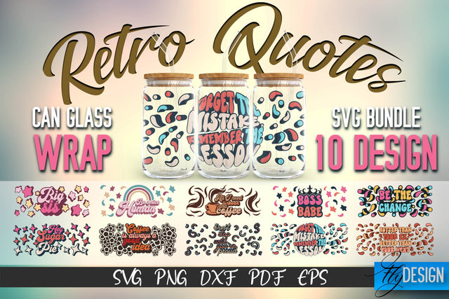 Glass Can Wrap SVG | Retro Wrap SVG | Glass Can Bundle vol.2 SVG Fly Design 