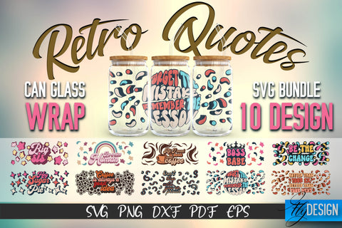 Glass Can Wrap SVG | Retro Wrap SVG | Glass Can Bundle vol.2 SVG Fly Design 