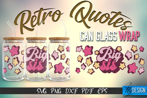 Glass Can Wrap SVG | Retro Wrap SVG | Glass Can Bundle vol.2 SVG Fly Design 