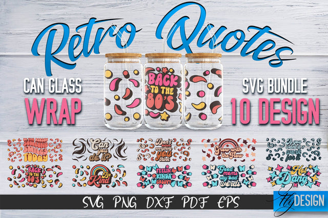 Glass Can Wrap SVG | Retro Wrap SVG | Glass Can Bundle vol.3 SVG Fly Design 