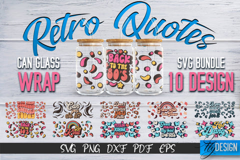 Glass Can Wrap SVG | Retro Wrap SVG | Glass Can Bundle vol.3 SVG Fly Design 