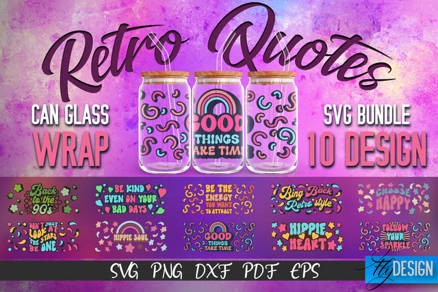 Glass Can Wrap SVG | Retro Wrap SVG | Glass Can Bundle vol.4 SVG Fly Design 