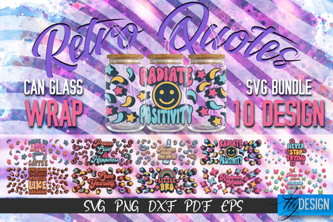 Glass Can Wrap SVG | Retro Wrap SVG | Glass Can Bundle vol.5 SVG Fly Design 
