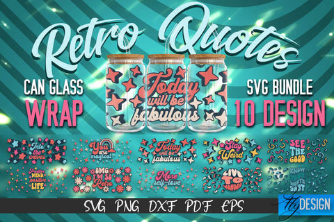 Glass Can Wrap SVG | Retro Wrap SVG | Glass Can Bundle vol.6 SVG Fly Design 