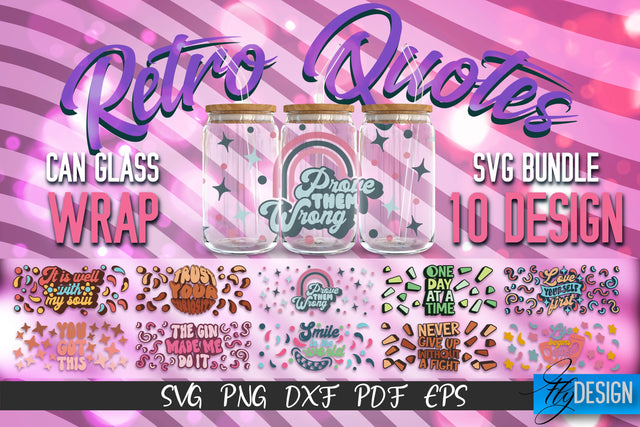 Glass Can Wrap SVG | Retro Wrap SVG | Glass Can Bundle vol.7 SVG Fly Design 