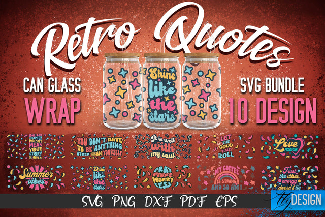 Glass Can Wrap SVG | Retro Wrap SVG | Glass Can Bundle vol.8 SVG Fly Design 