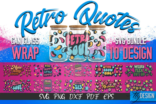 Glass Can Wrap SVG | Retro Wrap SVG | Glass Can Bundle vol.9 SVG Fly Design 