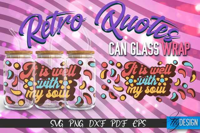 Glass Can Wrap SVG | Retro Wrap SVG | Glass Can Wrap SVG | Retro Glass Can | Wrap Template | 16 oz glass can wrap | Beer Can Glass Wrap SVG Fly Design 