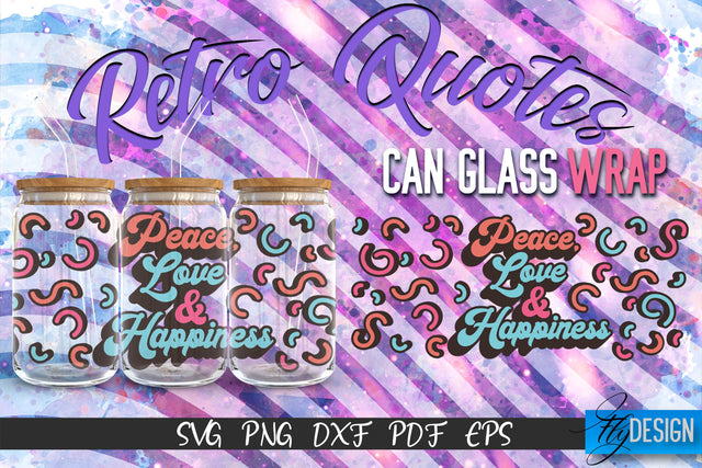 Glass Can Wrap SVG | Retro Wrap SVG | Glass Can Wrap SVG | Retro Glass Can | Wrap Template | 16 oz glass can wrap | Beer Can Glass Wrap SVG Fly Design 
