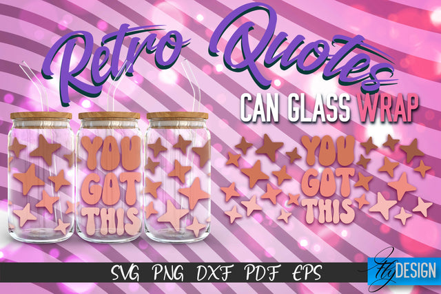 Glass Can Wrap SVG | Retro Wrap SVG | Glass Can Wrap SVG | Retro Glass Can | Wrap Template | 16 oz glass can wrap | Beer Can Glass Wrap SVG Fly Design 