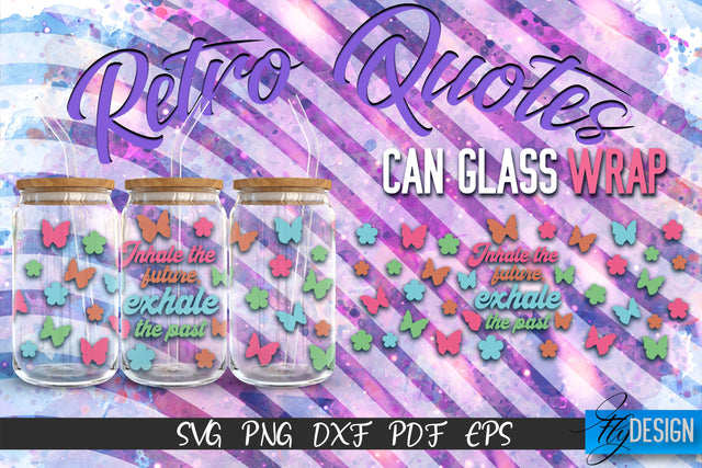 Glass Can Wrap SVG | Retro Wrap SVG | Glass Can Wrap SVG | Retro Glass Can | Wrap Template | 16 oz glass can wrap | Beer Can Glass Wrap SVG Fly Design 