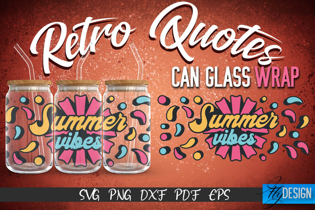 Glass Can Wrap SVG | Retro Wrap SVG | Glass Can Wrap SVG | Retro Glass Can | Wrap Template | 16 oz glass can wrap | Beer Can Glass Wrap SVG Fly Design 