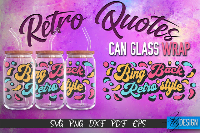 Glass Can Wrap SVG | Retro Wrap SVG | Glass Can Wrap SVG | Retro Glass Can | Wrap Template | 16 oz glass can wrap | Beer Can Glass Wrap SVG Fly Design 