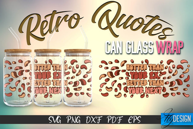 Glass Can Wrap SVG | Retro Wrap SVG | Glass Can Wrap SVG | Retro Glass Can | Wrap Template | 16 oz glass can wrap | Beer Can Glass Wrap SVG Fly Design 