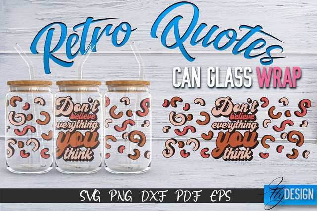 Glass Can Wrap SVG | Retro Wrap SVG | Glass Can Wrap SVG | Retro Glass Can | Wrap Template | 16 oz glass can wrap | Beer Can Glass Wrap SVG Fly Design 