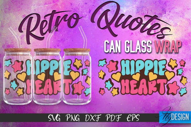 Glass Can Wrap SVG | Retro Wrap SVG | Glass Can Wrap SVG | Retro Glass Can | Wrap Template | 16 oz glass can wrap | Beer Can Glass Wrap SVG Fly Design 