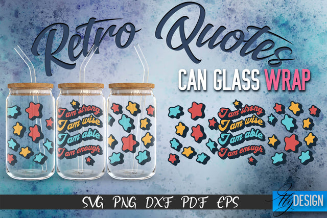 Glass Can Wrap SVG | Retro Wrap SVG | Glass Can Wrap SVG | Retro Glass Can | Wrap Template | 16 oz glass can wrap | Beer Can Glass Wrap SVG Fly Design 