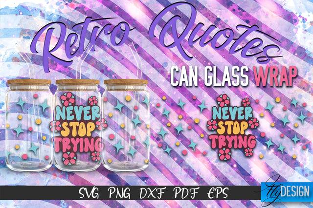 Glass Can Wrap SVG | Retro Wrap SVG | Glass Can Wrap SVG | Retro Glass Can | Wrap Template | 16 oz glass can wrap | Beer Can Glass Wrap SVG Fly Design 
