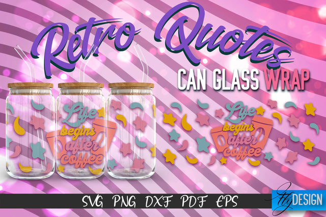 Glass Can Wrap SVG | Retro Wrap SVG | Glass Can Wrap SVG | Retro Glass Can | Wrap Template | 16 oz glass can wrap | Beer Can Glass Wrap SVG Fly Design 